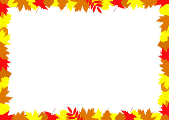 Autumn leaves frame on a white background. Vector illustration