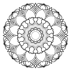 Monochrome mandala for color book. A pattern in the circle. Illustration for the album. Pattern for printing on fabrics. Figure for relaxation.