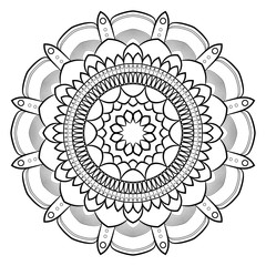 Monochrome mandala for color book. Symmetrical pattern in the ci