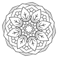 Contour mandala for color book. Monochrome image. Symmetrical pa