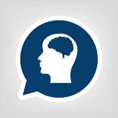 Sprechblase Gesicht im Profil mit Gehirn