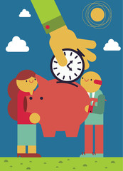 Being Productive with Time, Time is golden, Good team puts a clock inside a piggy bank