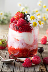 Yogurt with strawberry, raspberry and black current