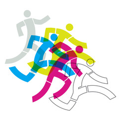 Runner Fitness People Concept.
Colorful stylized illustration of race runners. Vector available.