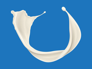vector isolated milk splash on blue background