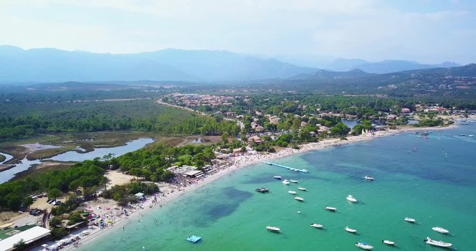 Corsica France drone flight over a beautiful beach