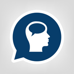 Sprechblase Gesicht im Profil mit Gedanken