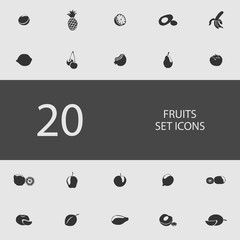Fototapeta premium Fruits set of flat icons. Vector illustration