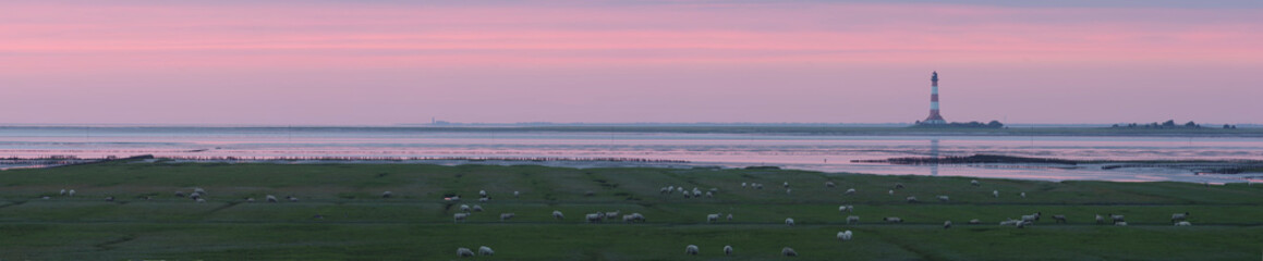 Westerhever Leuchtturm panorama abends