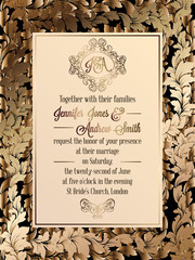 Vintage baroque style wedding invitation card template.