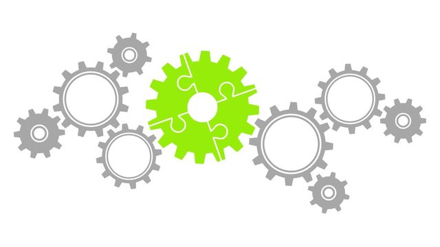 Video Gears Puzzle Put In Piece Turning Big/Small Grey/Green