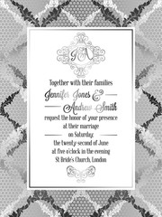 Vintage baroque style wedding invitation card template.