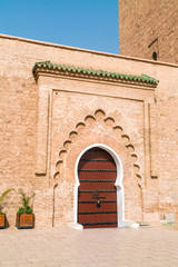 Marrakech, Morocca May 18 2017: An entrance door of the Koutoubia-mosque