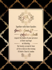 Vintage baroque style wedding invitation card template.
