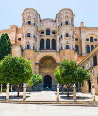 Fototapeta premium Malaga, Spain, june 27 2017: Entrence of the Catedral de Malaga
