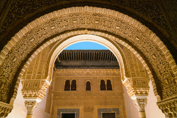 Granada, Spain, juli 1, 2017: Arches at the old city of La Alhambra