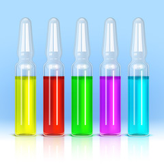 Ampoules with colored solutions