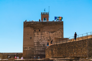 Granada, Spain, juli 1, 2017: Tourists visiting the old city of La Alhambra near Granada
