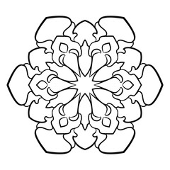 Mandala for color book. Monochrome illustration. A repeating pattern in the circle. A beautiful image for scrapbook. The template for printing on fabric. Picture for meditation and relaxation.