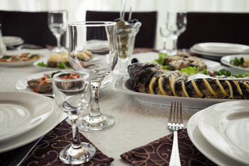 European cuisine table served