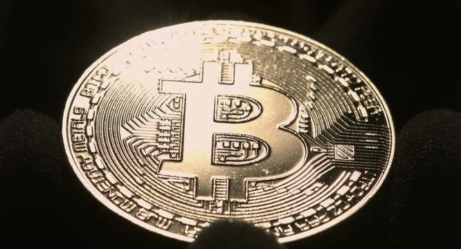 Gold bitcoin coin.