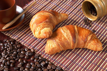 Two fresh croissants