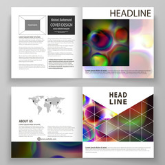 Business templates for square bi fold brochure, magazine, flyer, booklet or annual report. Leaflet cover, flat vector layout. Colorful design background with abstract shapes, bright cell backdrop