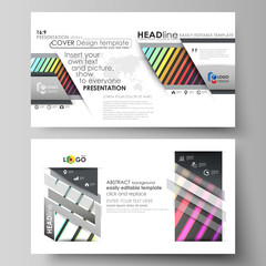 Set of business templates for presentation slides. Vector layouts in flat style. Bright color rectangles, colorful design with geometric rectangular shapes forming abstract beautiful background
