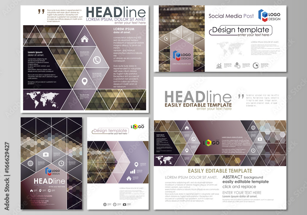 Poster social media posts set. business templates. flat design template, vector layouts in popular formats.