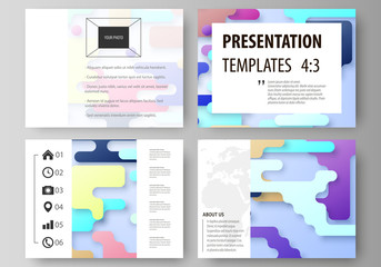 Business templates for presentation slides. Abstract vector design layouts. Bright color lines and dots, colorful minimalist backdrop with geometric shapes forming beautiful minimalistic background