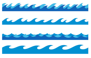 Hand drawn ocean waves endless borders set © sabbra_cadabra