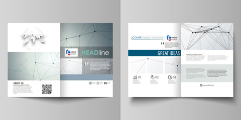 Business templates for bi fold brochure, magazine, flyer, booklet, report. Cover design template, vector layout in A4 size. Genetic and chemical compounds. DNA and neurons. Chemistry, science concept.