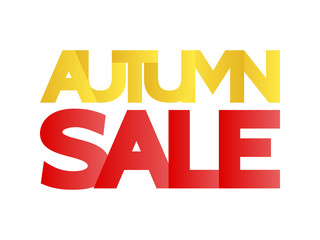 Inscription autumn sale in large letters of yellow and red