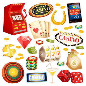 Casino Decorative Icons Set 
