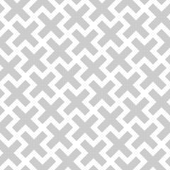 Abstract seamless pattern background. Mosaic of grey geometric crosses with white outline. Vector illustration.