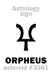 Astrology Alphabet: ORPHEUS, asteroid #3361. Hieroglyphics character sign (single symbol).