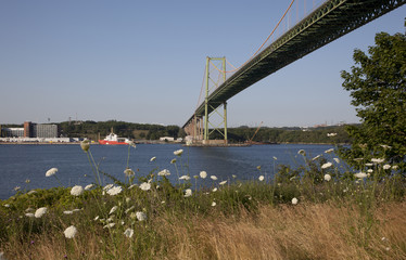 view of the MacKay bridge, a landmark in Halifax Nova Scotia