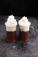 coffee chocolate smoothie with coconut whipped cream. toning, ic