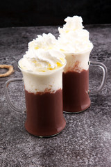 coffee chocolate smoothie with coconut whipped cream. toning, ic