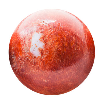 ball from pressed red coral with nacre piece