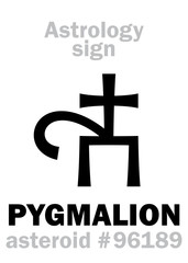 Astrology Alphabet: PYGMALION, asteroid #96189. Hieroglyphics character sign (single symbol).