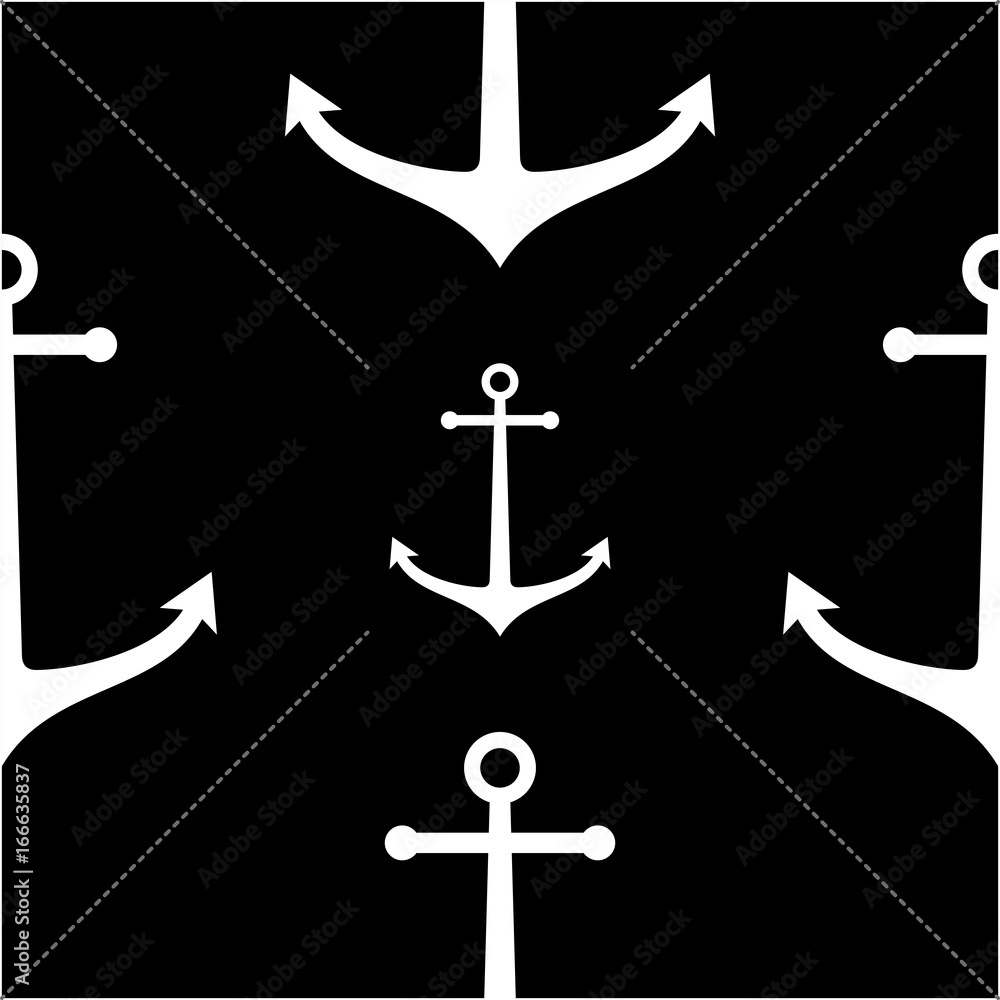 Poster seamless background with anchor vector hipster pattern