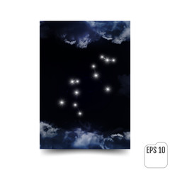 Leo Constellation. Zodiac Sign Leo. The constellation is seen through the clouds in the night sky. Vector