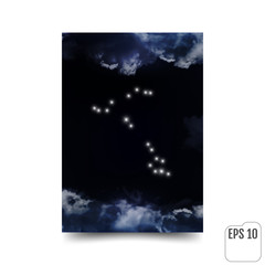 Pisces Constellation. Zodiac Sign Pisces. The constellation is seen through the clouds in the night sky. Vector