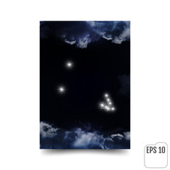 Taurus sign.Taurus ope constellation,stars. The constellation is seen through the clouds in the night sky. Vector