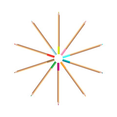 Fototapeta premium Color pencils on white background