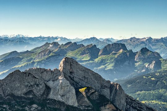 Mountain view from  Mount Saentis, Switzerland , Swiss Alps.