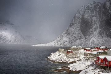 View of Hamnoy Village at Lofoten Islands Shot from Upper Point.