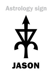 Astrology Alphabet: JASON, asteroid #6063. Hieroglyphics character sign (single symbol).