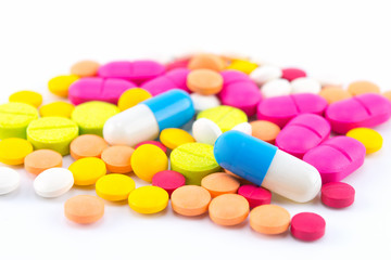 Obraz na płótnie Canvas colorful pills and capsules of medicine